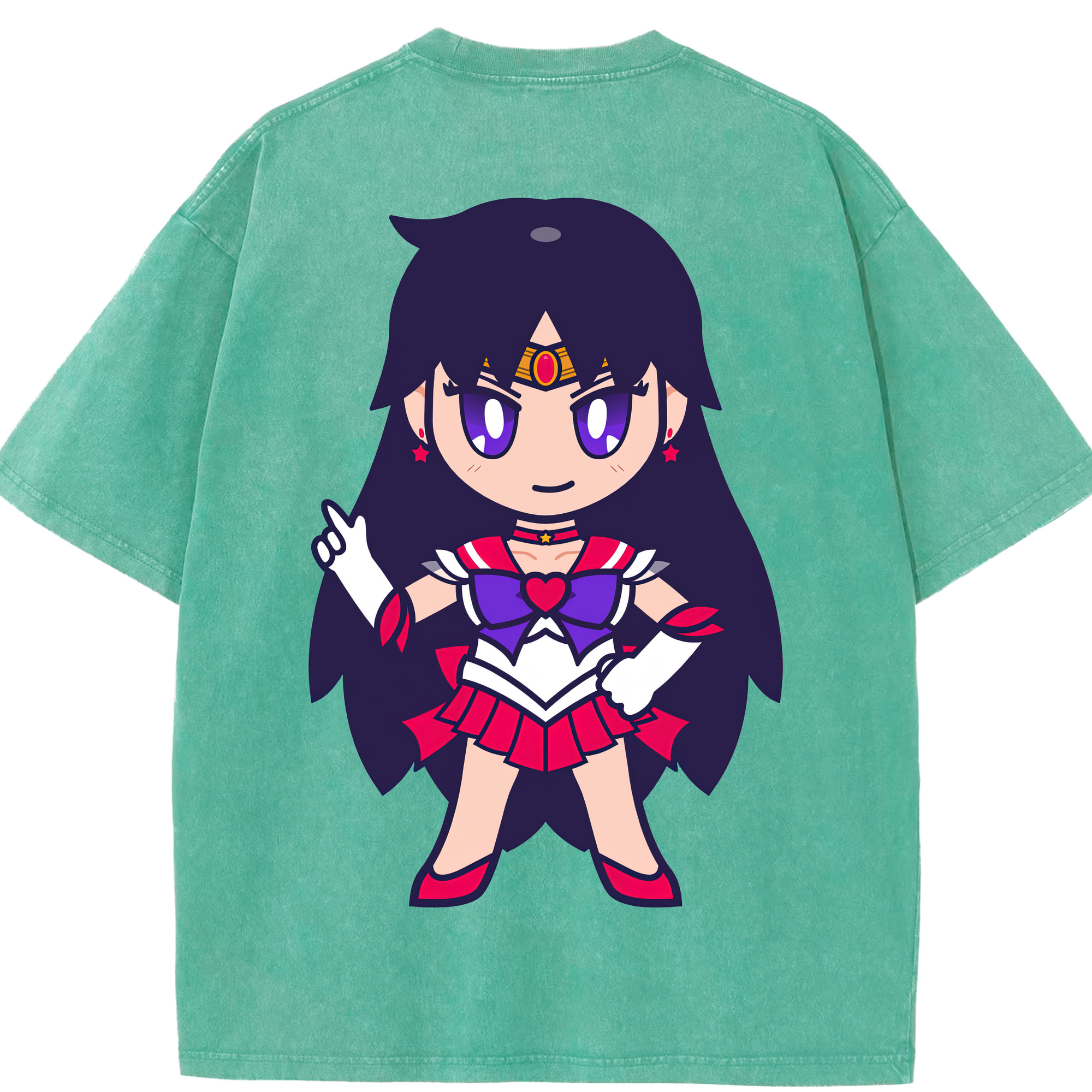 （画像用） 美少女戦士セーラームーン 火野レイ ひの レイ Sailor Moon Hino Rei （セーラーマーズ,Sailor Mars） 綿100% ヴィンテージ風 半袖Tシャツ（背面プリント）